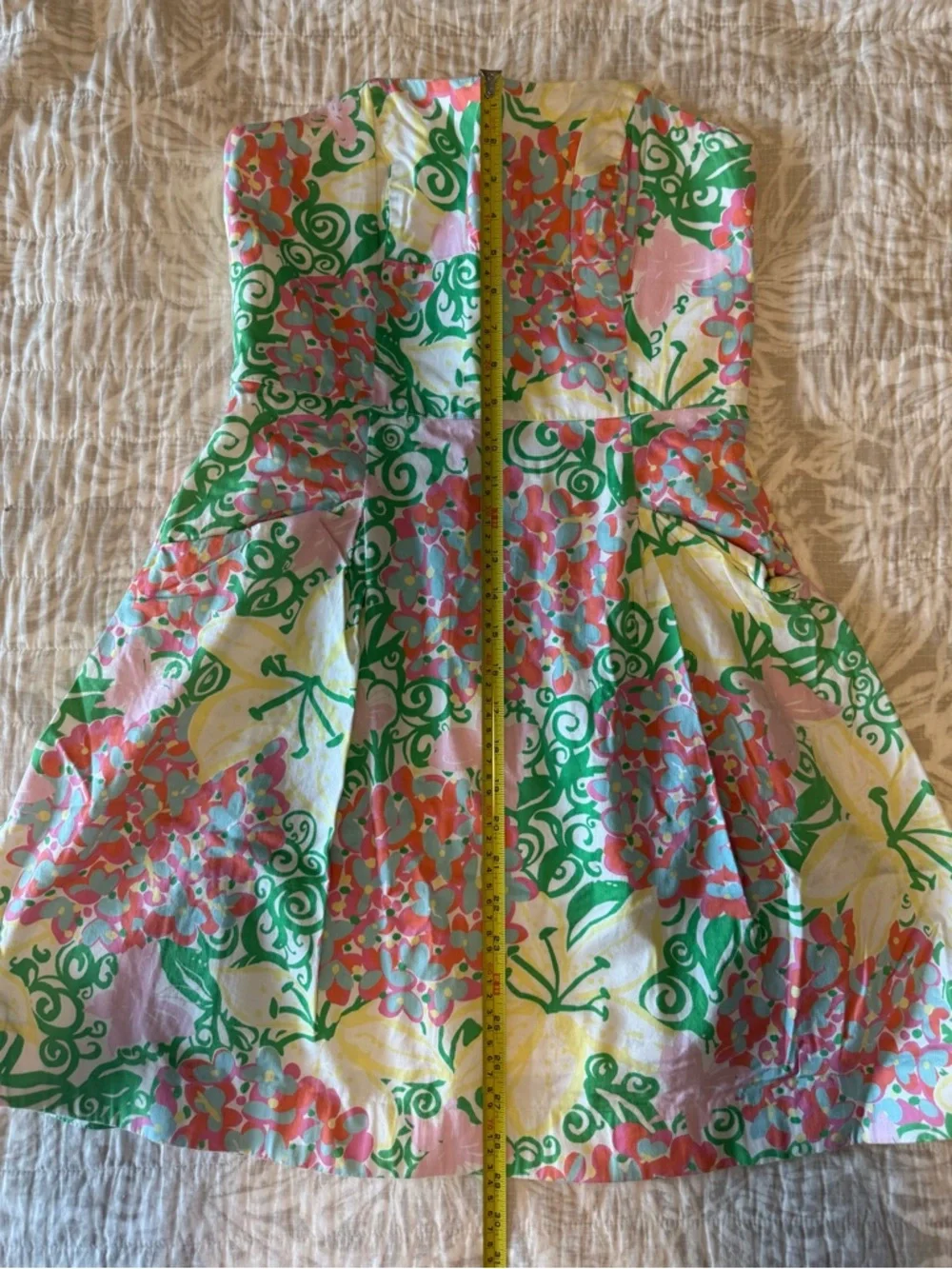 Lilly Pulitzer Strapless Floral Dress in Pink, Green, Yellow, Coral - Picture 7 of 10